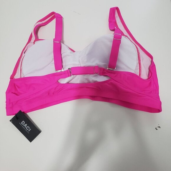 NWT DACI Twisted Front High Waisted Swimwear Plus Size -Neon Pink - Size 22W - Picture 8 of 12